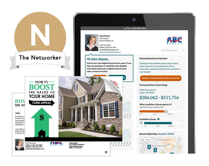 the networker direct mail marketing and online marketing with computer, tablet and phone